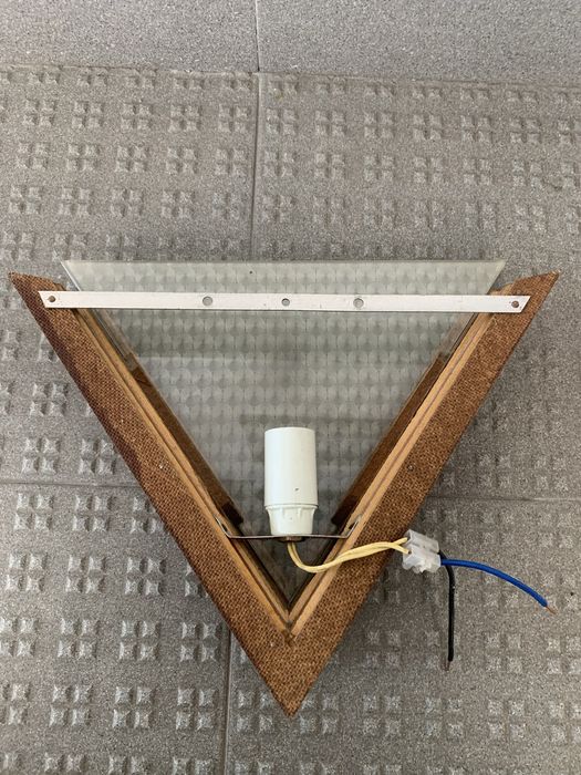 Seis Apliques- Candeeiros de parede em madeira e vidro