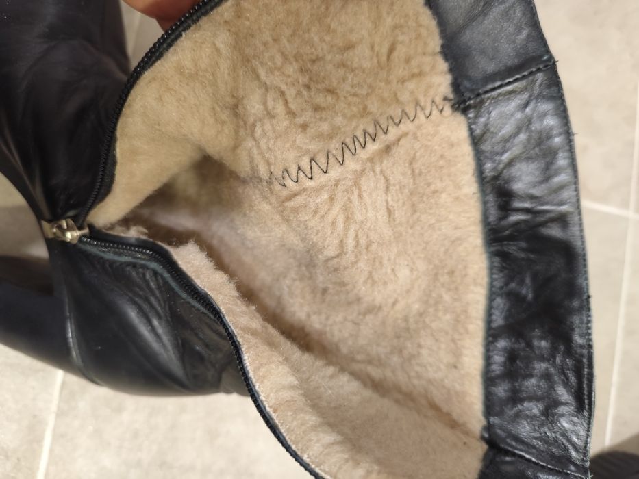 Кожаные Зимние женские сапоги