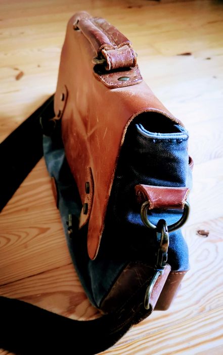 Pasta executivo informal canvas/couro vintage