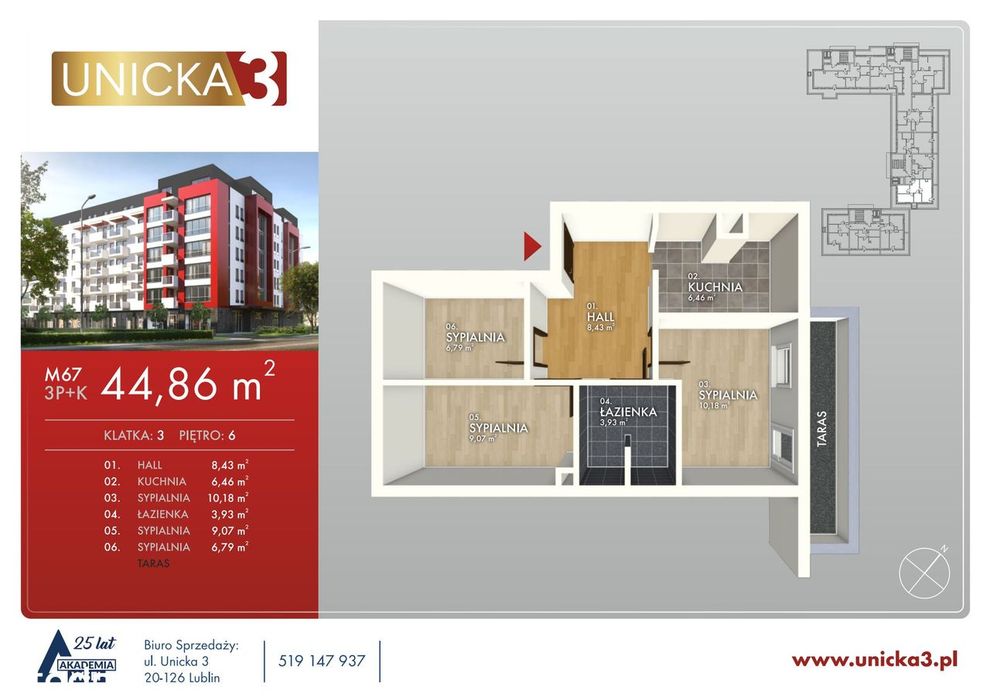 3-pokojowe mieszkanie 44m2 Bezpośrednio