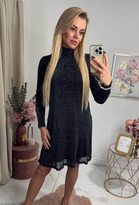 Sukienka brokatowa Villa, mała czarna