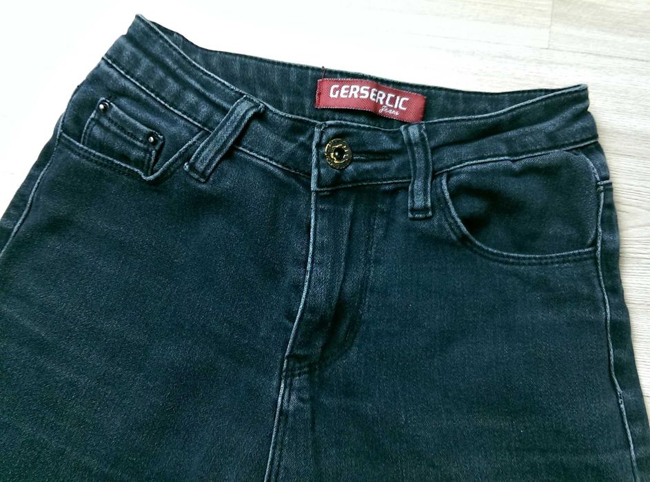 Damskie spodnie rurki jeansy czarne grafitowe slim skinny fit 26