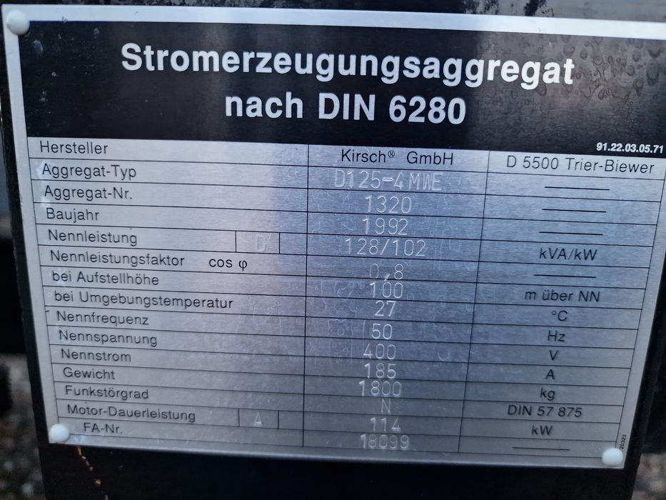 Agregat prądotwórczy, 1992r., Kirsch, 49900 brutto