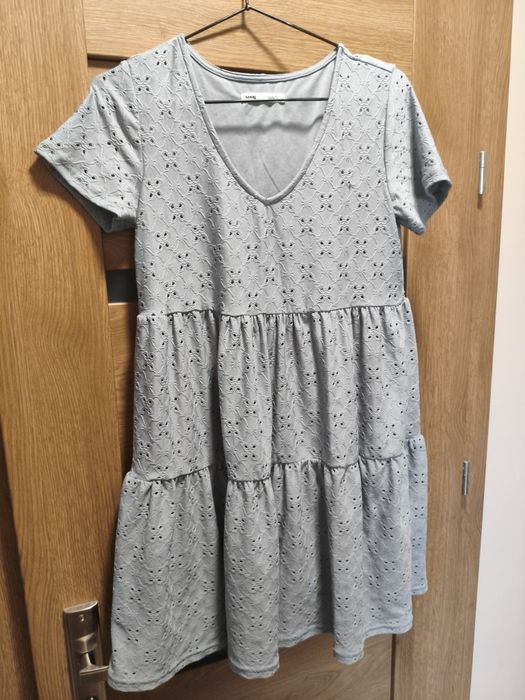 Niebieska sukienka ażurowe wzory sinsay s m 36 38 baby blue