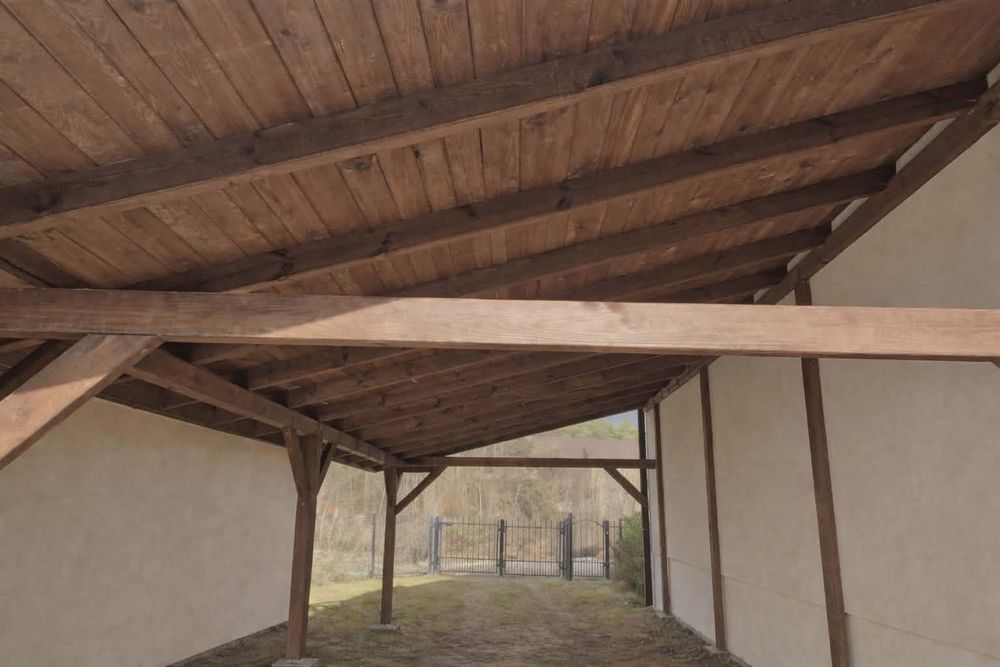 Wiata garażowa drewniana, zadaszenie tarasu