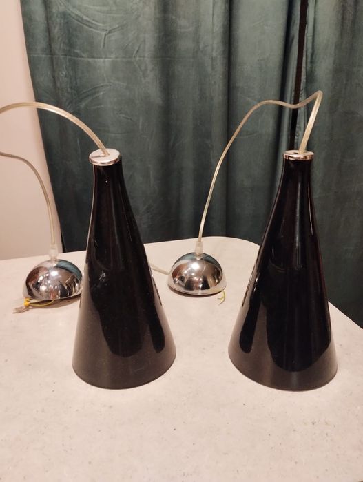 Lampa wisząca czarna stożki dwie sztuki