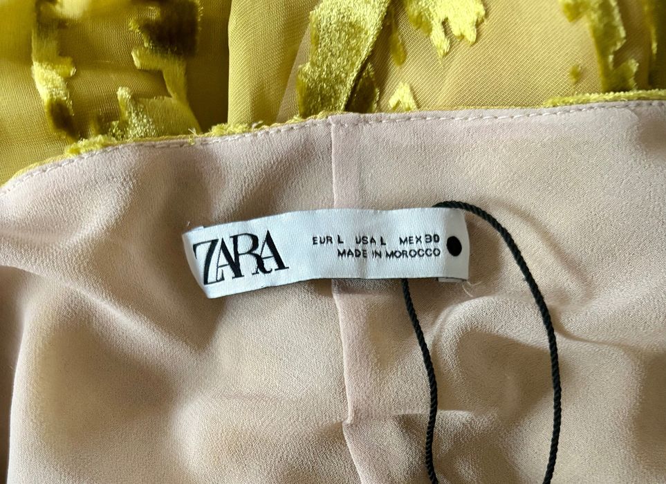 Zara ZW COLLECTION aksamitna sukienka Średniej długość ZŁOTY kolor L