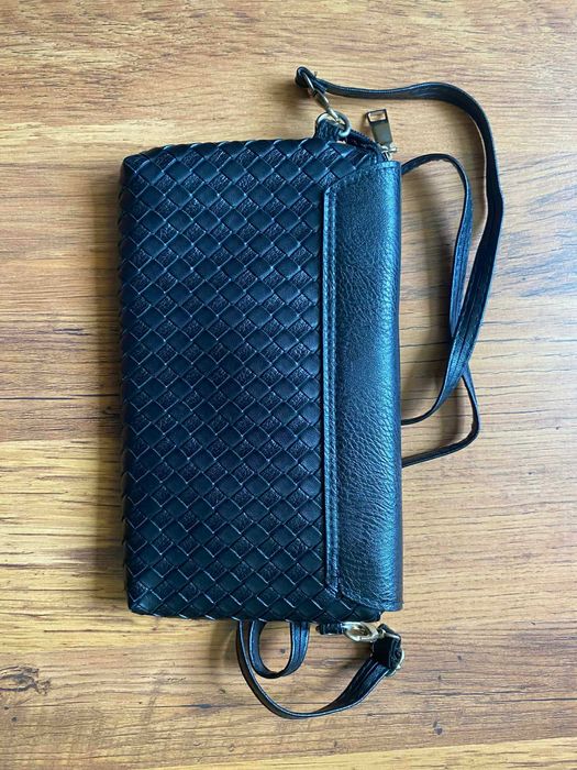 Сумка клатч чорний плетений