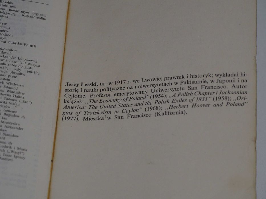 Jerzy Lerski Emisariusz Jur 1989r ksiazka