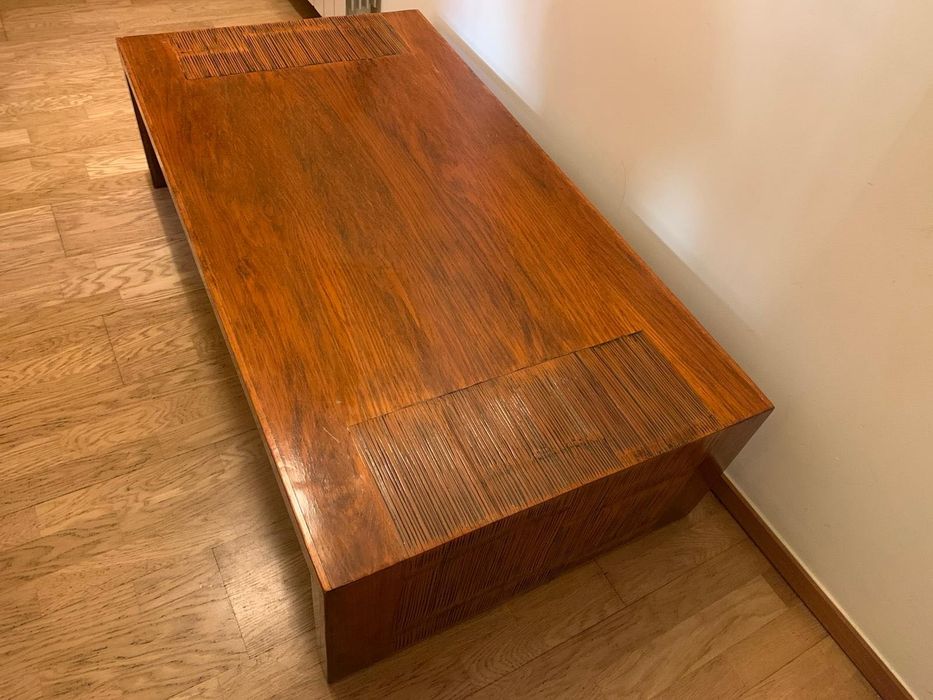 Conjunto Mesa de Centro e Consola em Madeira Exotica