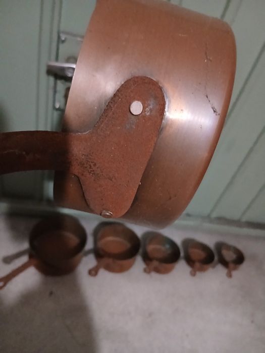 7 tachos cobre antigos