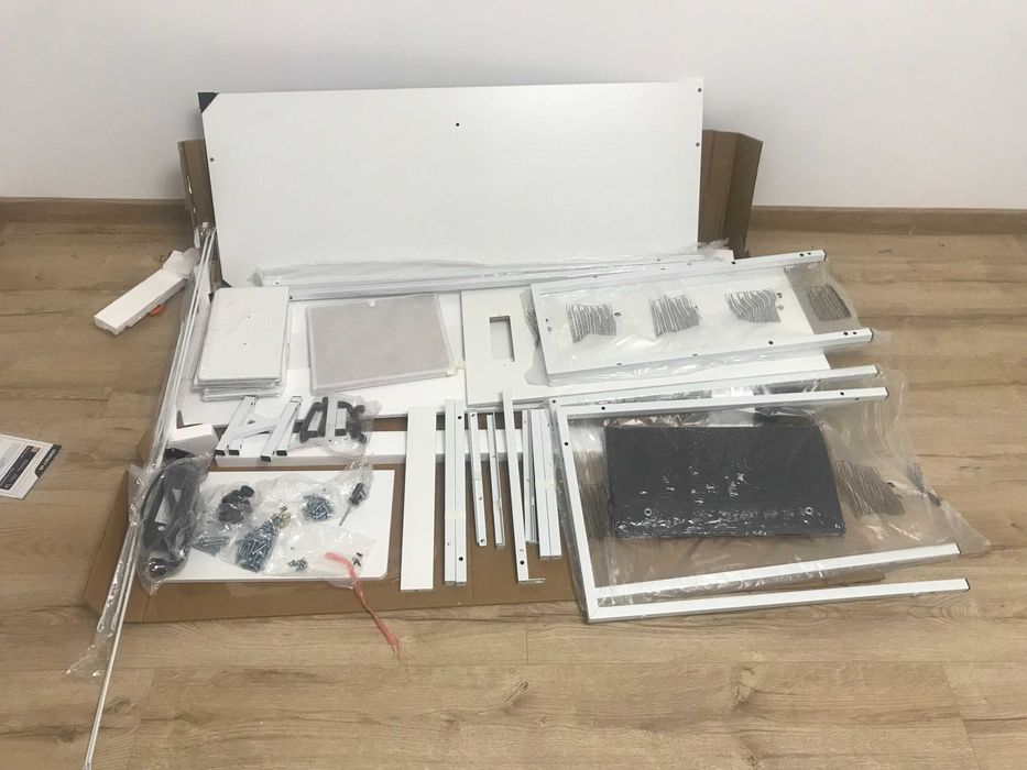 Г-подібний білий письмовий стіл APEX PO-HZAX240712004 з бічною шафою