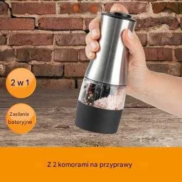 Akumulatorowy Młynek Pieprzu Soli Ziół Regulacja 2w1 ładowany USB-C