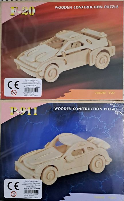 2 Puzzles de construção em madeira