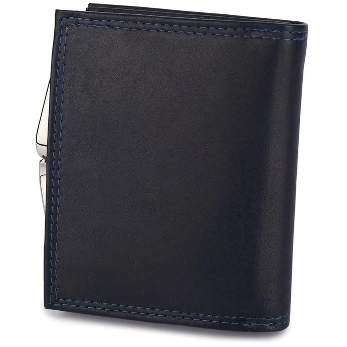 portfel damski double mini - granatowo-czarny
