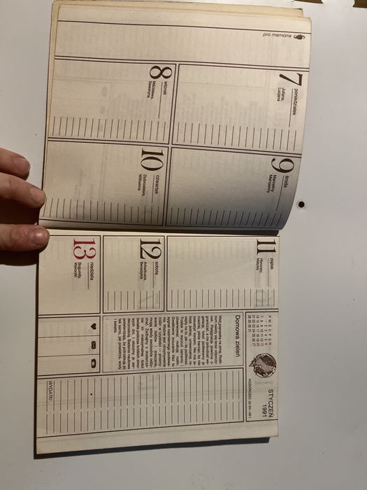 Kalendarz dla Pani Domu 1991 pusty