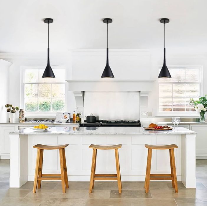 Nowoczesna Lampa Wisząca Metalowa Czarna Matowa