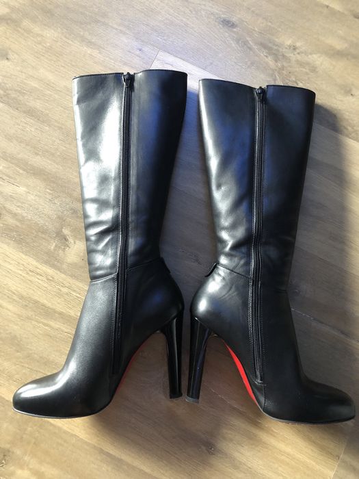 Buty Canhpol Bis skórzane kozaki obcas koturn