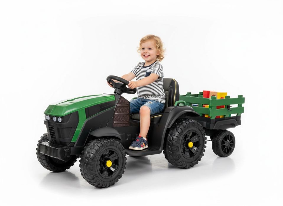 Duży Traktor na akumulator z Przyczepką Pilot dla dzieci 12V 9Ah
