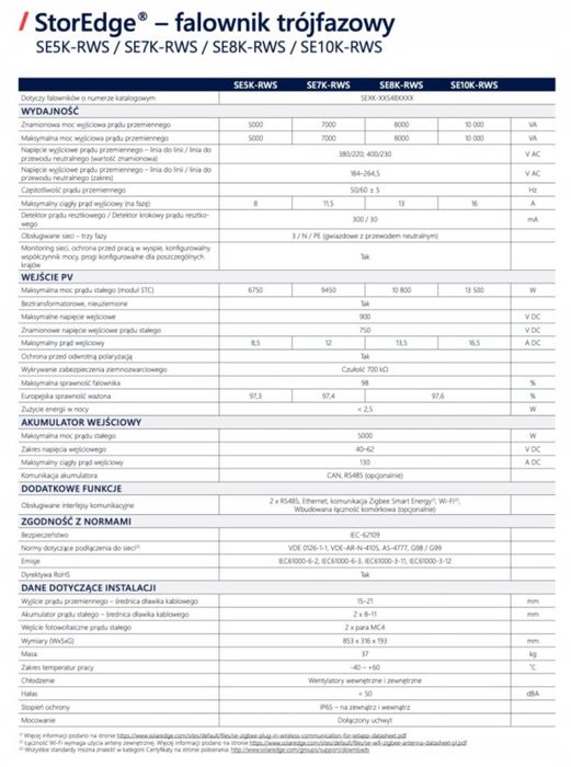 Solaredge Inwerter falownik  hybrydowy SE8K 3-fazowy (RWS48BEN4)