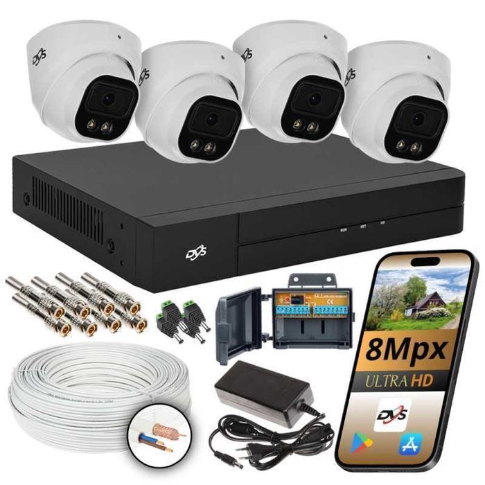 Zestaw monitoringu rejestrator 4 kamery 8MP IR DVS DAHUA HIK BCS