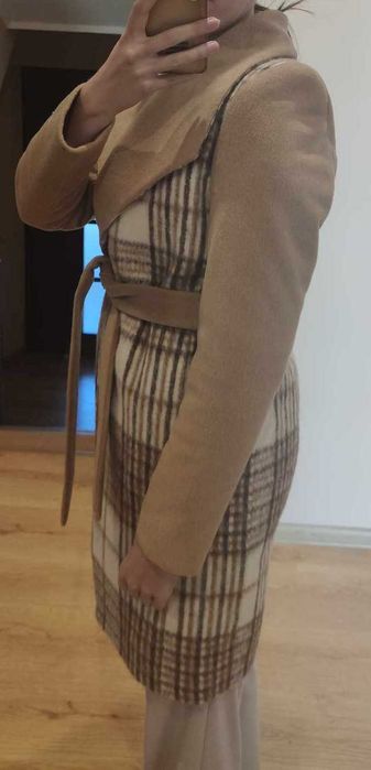 Płaszcz damski Monica alpaka 36 beż, brąz jak nowy