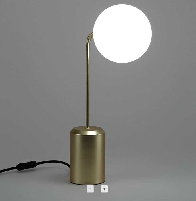 Candeeiro de Mesa LaRedoute - Dourado e Vidro Opalino - Casquilho E14