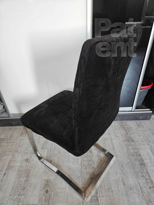 Pokrowce na krzesła miękkie welurowe czarne 6 sztuk welvet