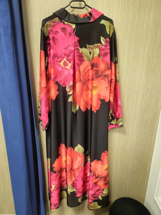 Sukienka długa, czarna, kwiaty plus size Infinite Italy !!!