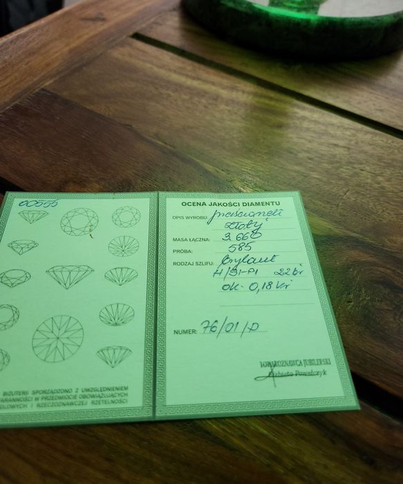 Złoty pierścionek 585 z 22 diamentami  ( brylantowy szlif )