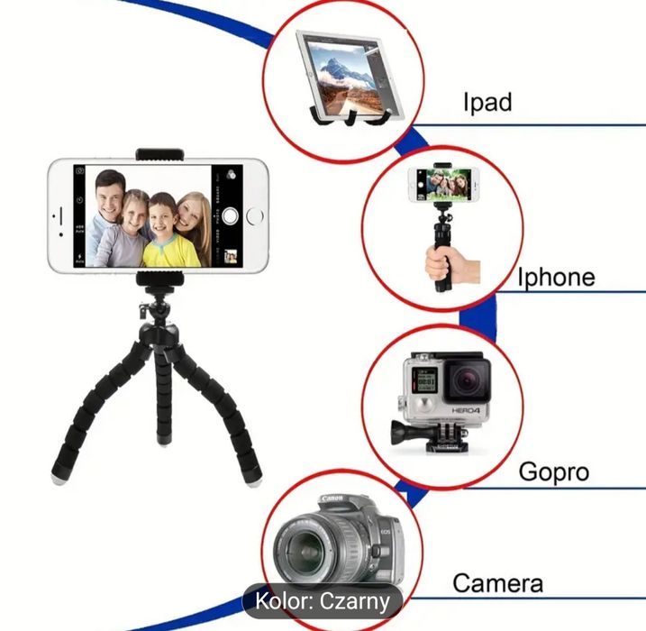 Uniwersalny stojak, trójnóg z uchwytem do telefonu
