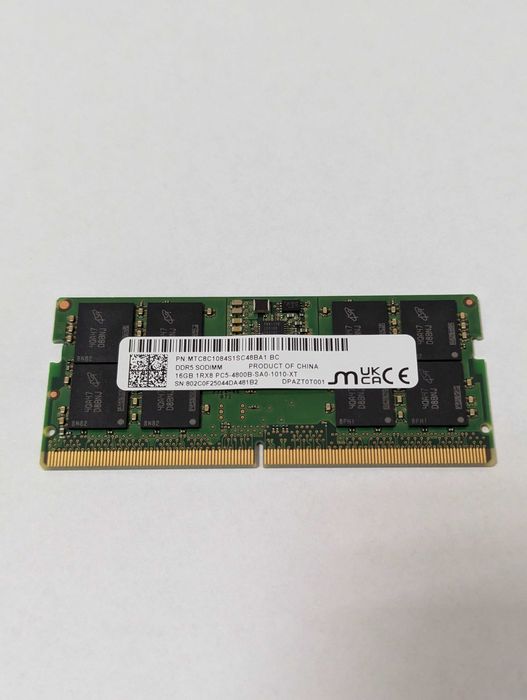 Micron 16GB Sodimm DDR5 4800MHz/ Нова оперативна пам'ять/ Гарантія