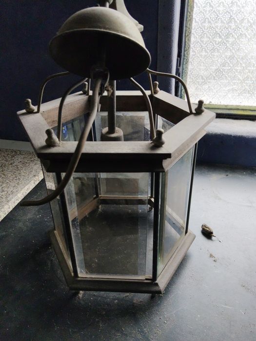 Luminária Pendente Rústica Vintage em Madeira e Metal