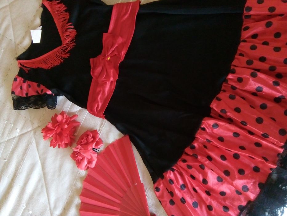 Roupa de carnaval 7-10anos dançarina de Flamengo