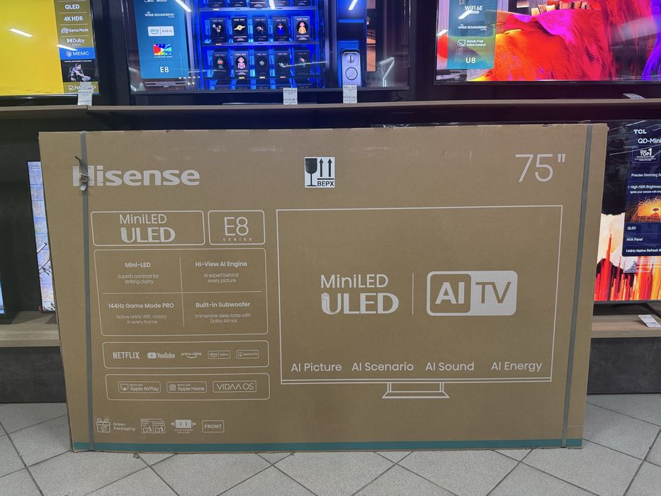 Телевізор Hisense MiniLED 75" 75E8Q 144Гц