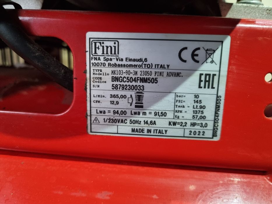 Sprezarka kompresor 100l zbiornik włoski jak nowy