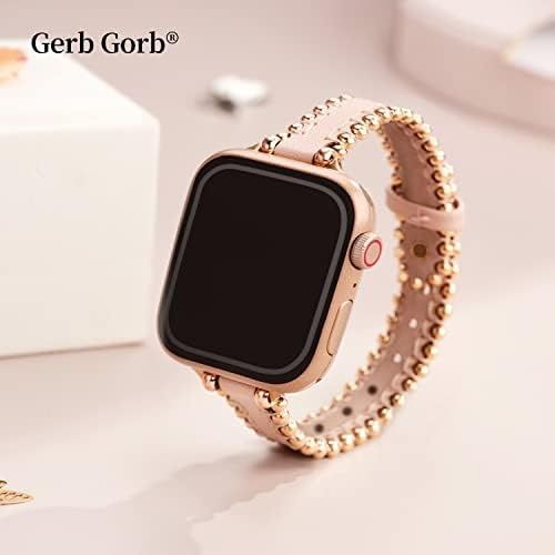 Cienki skórzany pasek zamiennik do apple watch 42mm różowy gerbgorb