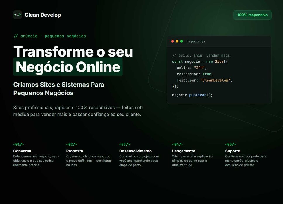 Transforme o seu Negócio Online — Criamos Sites e Sistemas Para Pequenos Negócios