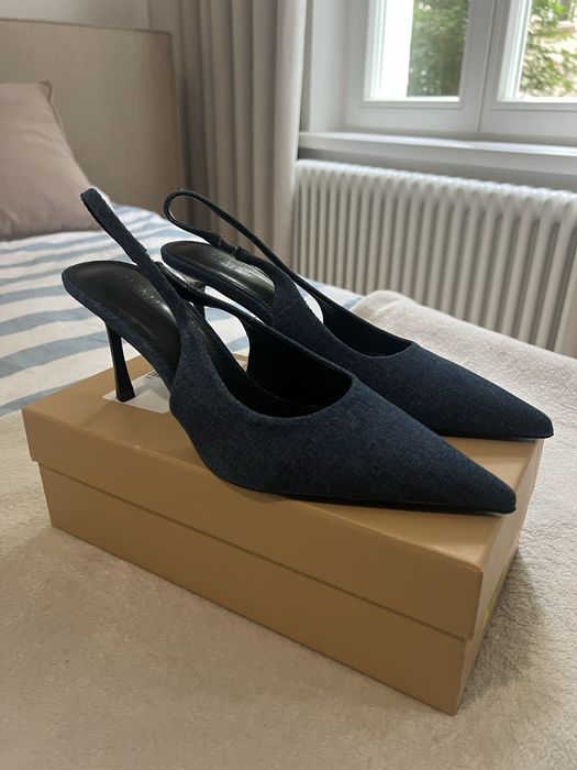 SIMMI London Laylin Denim Slingback Szpilki Jeansowe Rozmiar 41 Stan Idealny Oryginalne z Pudełkiem
