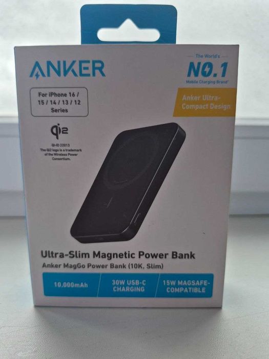 Power Bank Anker MagGo 10000mAh 15W Qi2 Ultra-Slim (A1664) — Новий!