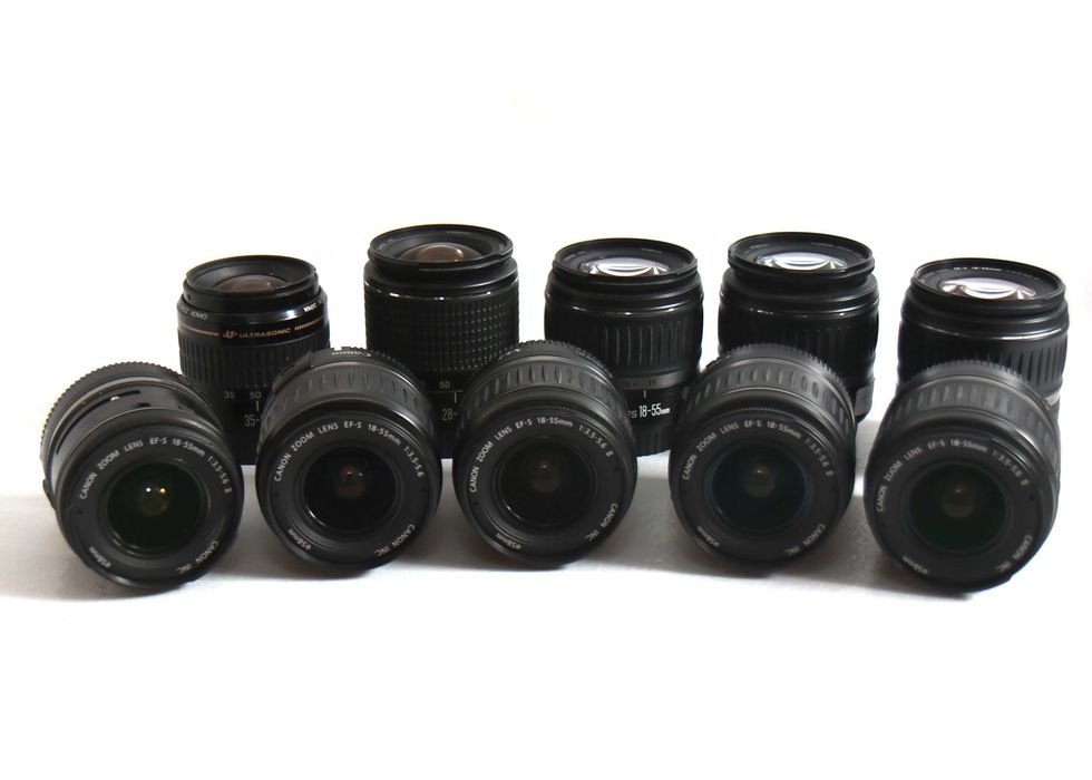 Lentes Canon 18-55mm e 28-90mm objetivas com Err01