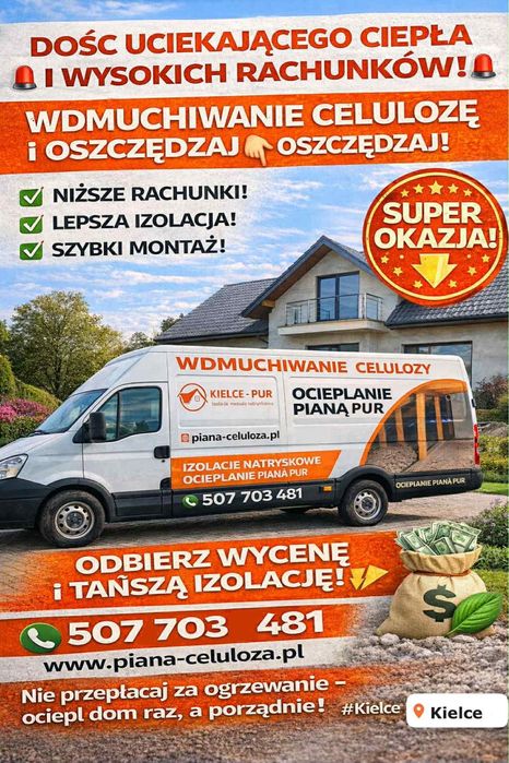 Celuloza - Piana Pur ocieplenie poddasz, skosów, naprawa po kunach