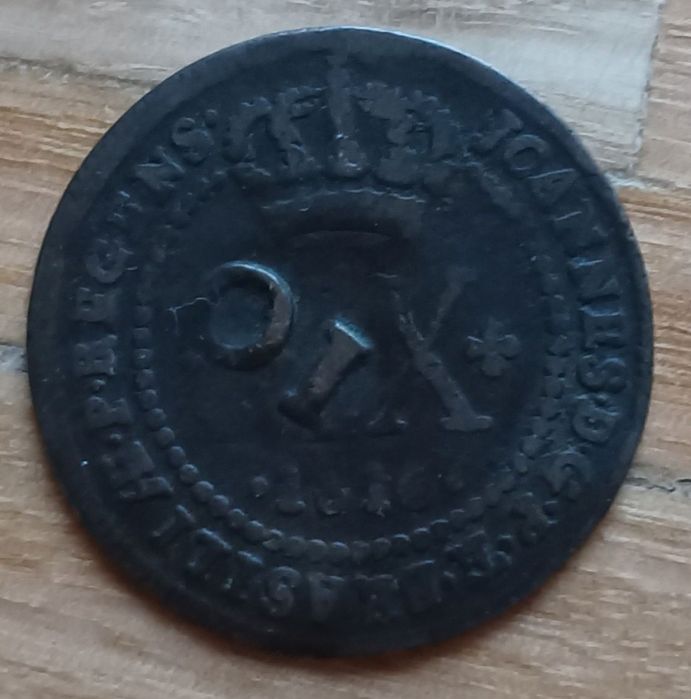 XX Réis D. João PR 1816 com Carimbo - Escassa