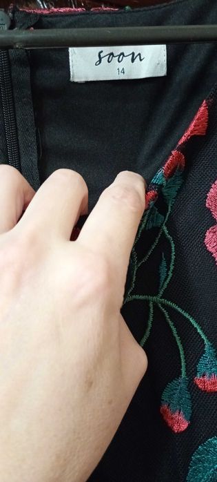 Вишита сукня, плаття чорного кольору в квіти