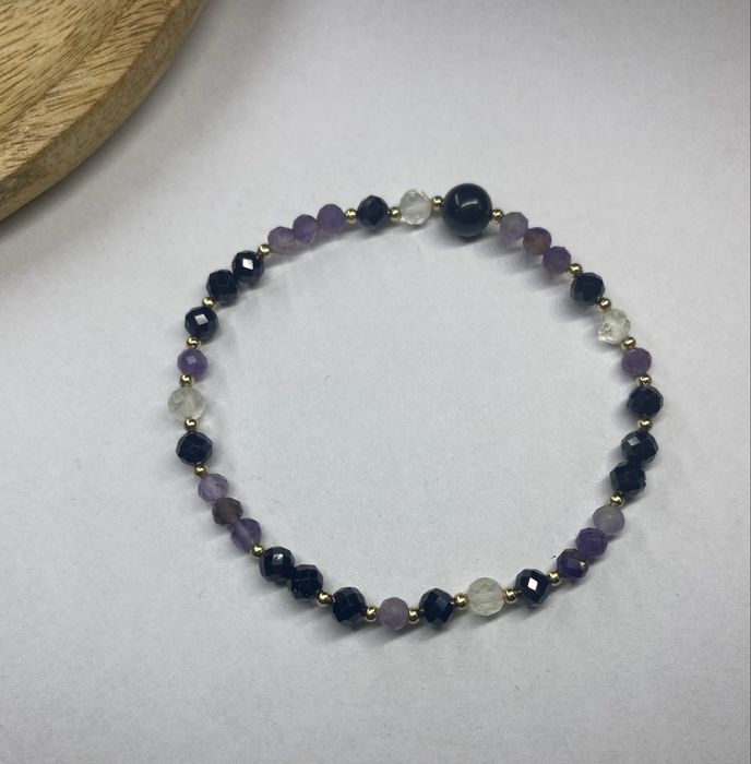 Bransoletka z kamieni naturalnych Czarny Turmalin Cytryn Ametyst