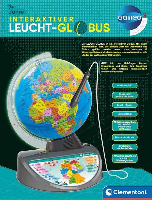 Interaktywny świecący globus j.niemiecki