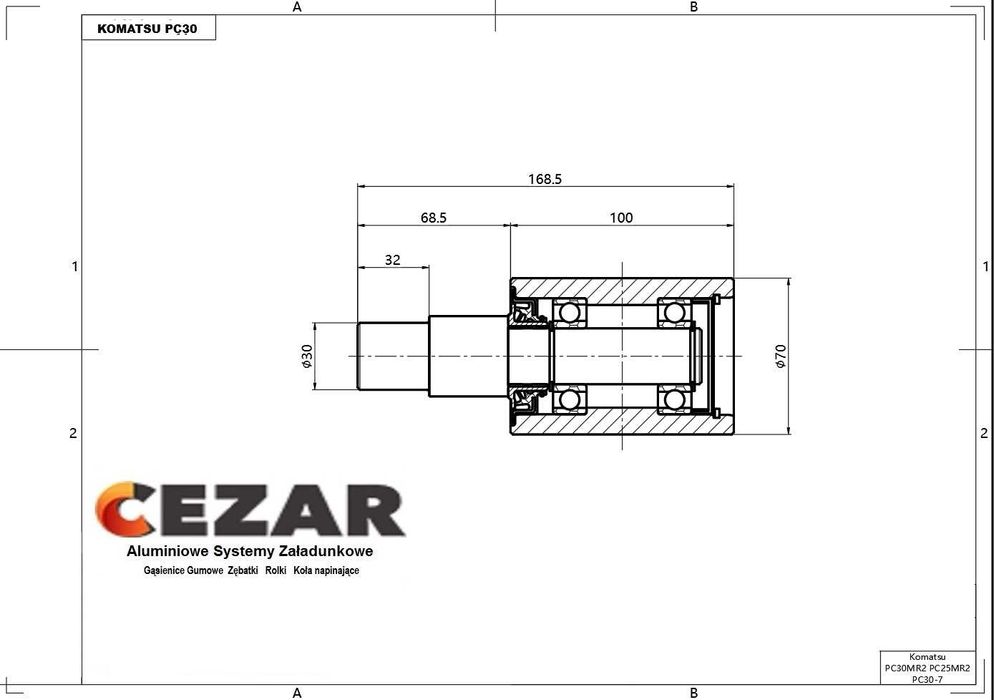 Rolka Podtrzymująca Komatsu PC20MR PC27MR, PC27MRX, PC30MR, PC30MRX, PC35MR3,