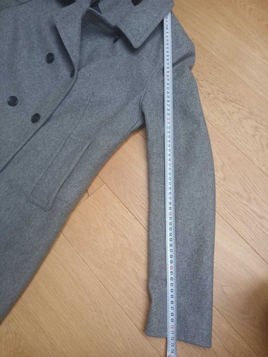 Płaszcz szary dwurzędowy 50% wełna