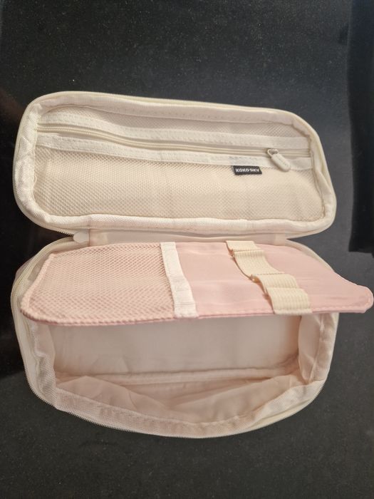 Mala de senhora  beje e necessaire rosa