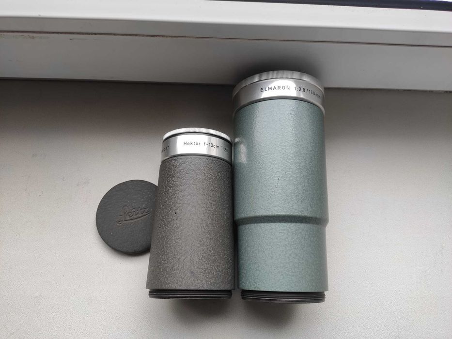 Два объектива Leica Elmaron 2,8/150 mm и Leica Hector 2,5/100 mm.
